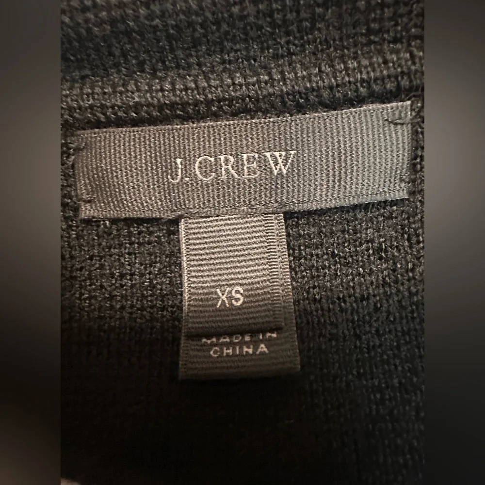 J. Crew Black Collared‎ Open Front Merino Wool Cardigan Sweater Blazer size XS